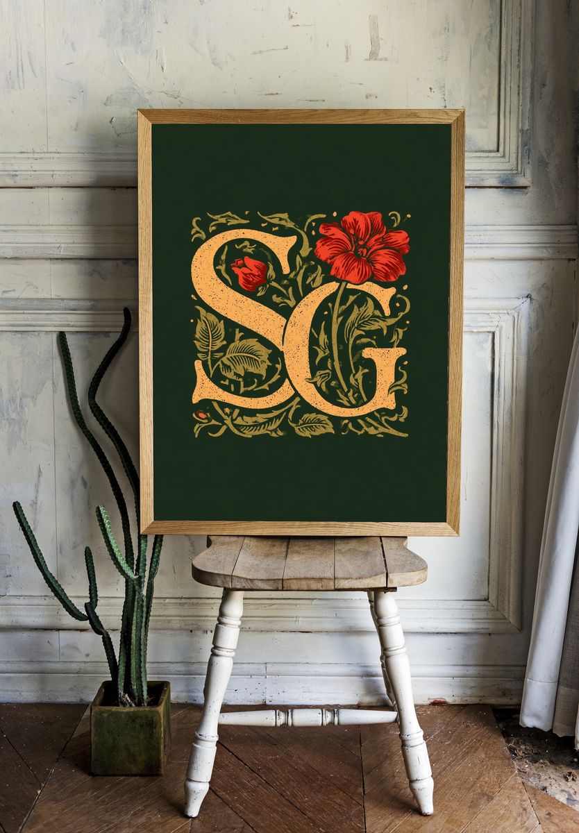 Floral Monogram C Poster. room preview
