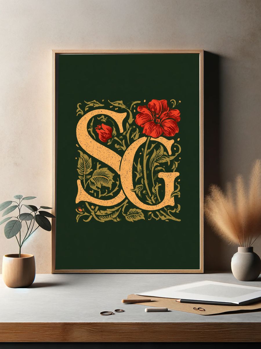 Floral Monogram C Poster. — room view 2