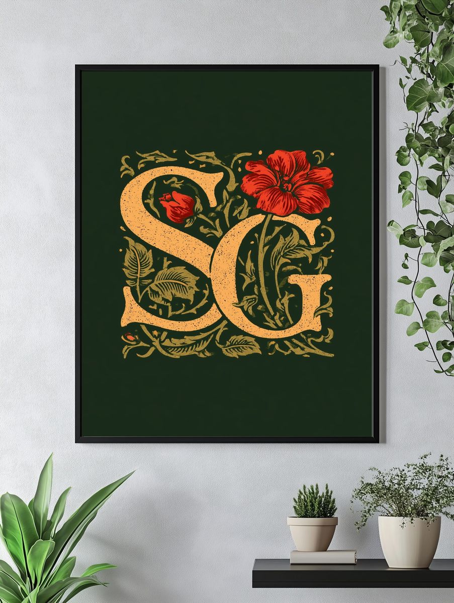 Floral Monogram C Poster. — room view 4