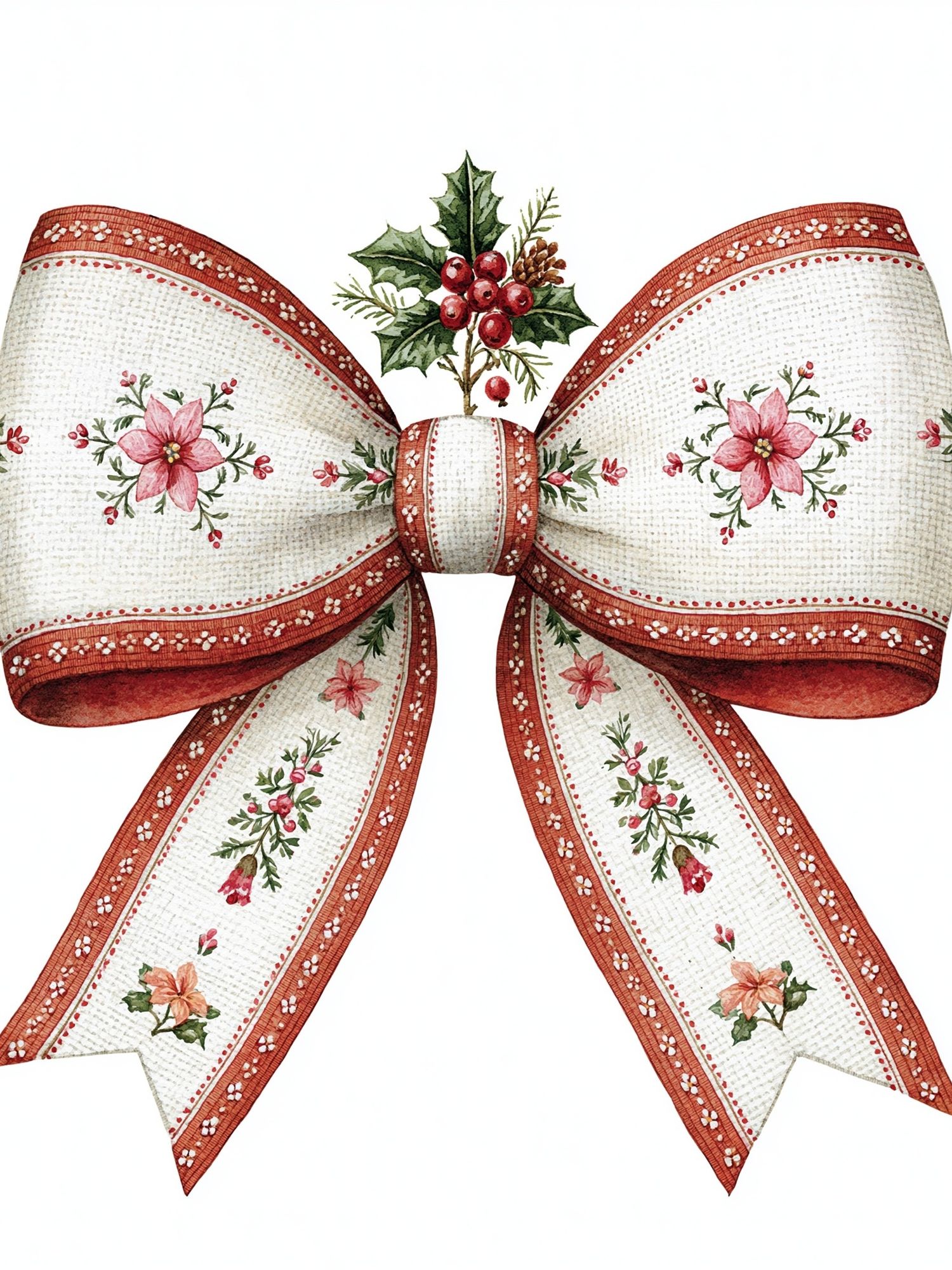 Floral Holiday Bow Print. poster detail