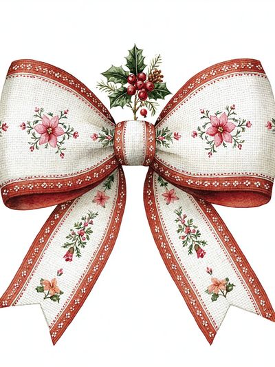 Floral Holiday Bow Print. poster