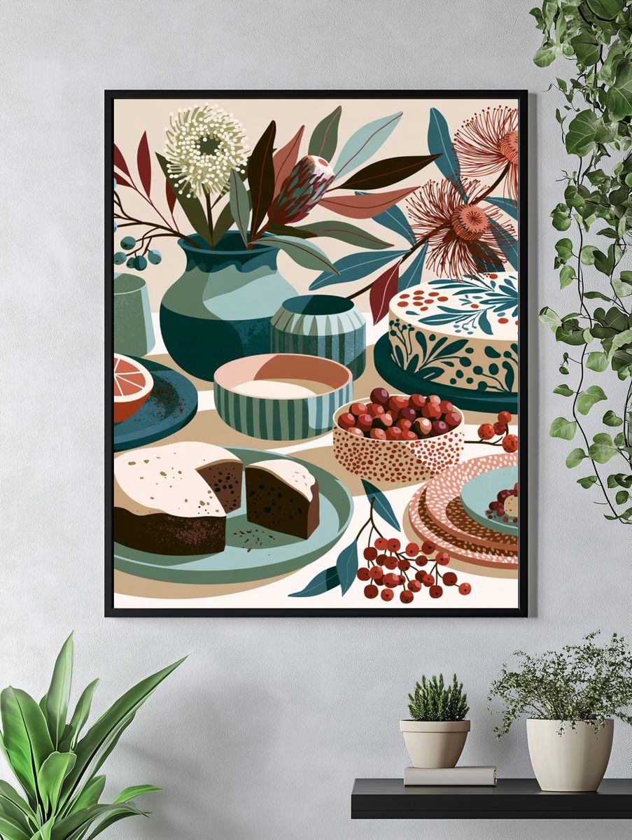 Botanical Table Still Life Poster. — room view 4