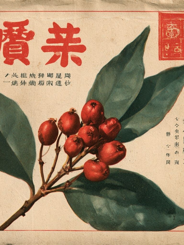 Vintage Botanical Berry Print. poster detail