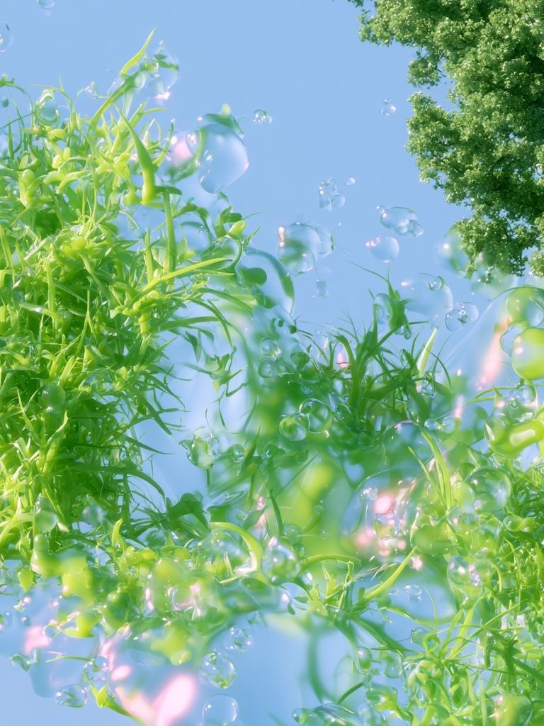 Floating Green Foliage Illustration Poster. poster detail
