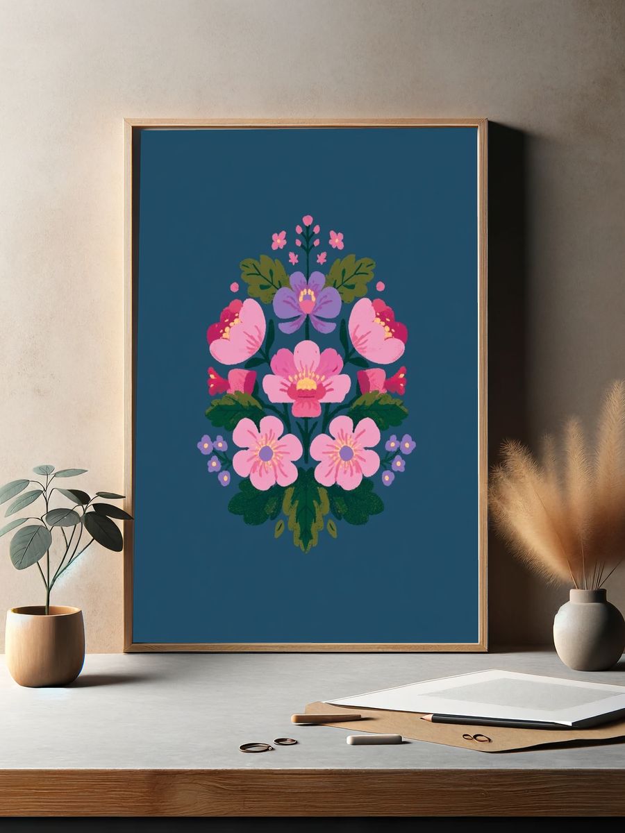Floral Bouquet Illustration Poster. — room view 2