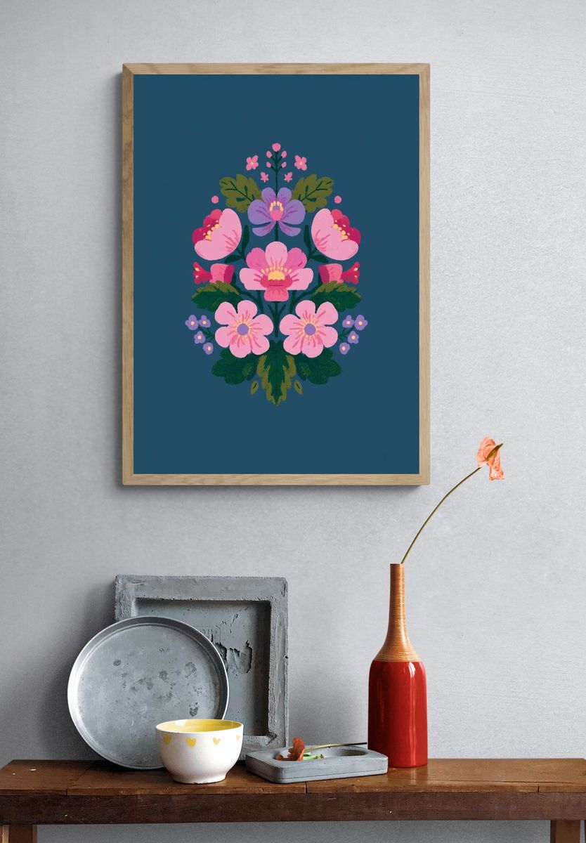 Floral Bouquet Illustration Poster. — room view 3