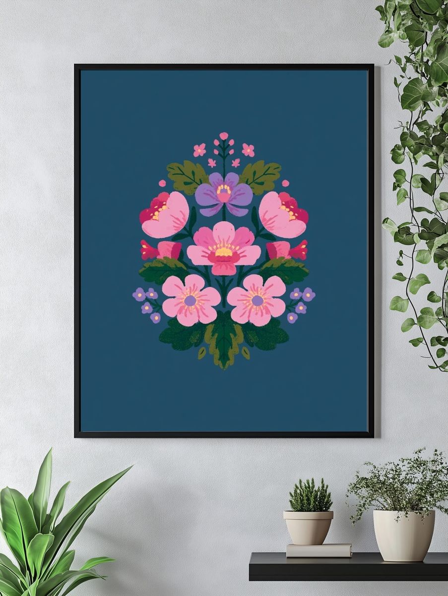 Floral Bouquet Illustration Poster. — room view 4