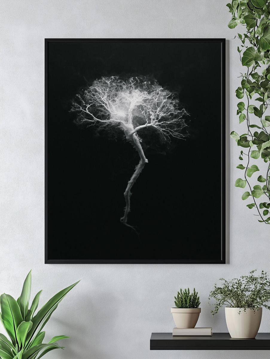 Ghost Tree Black-White Print. — room view 4