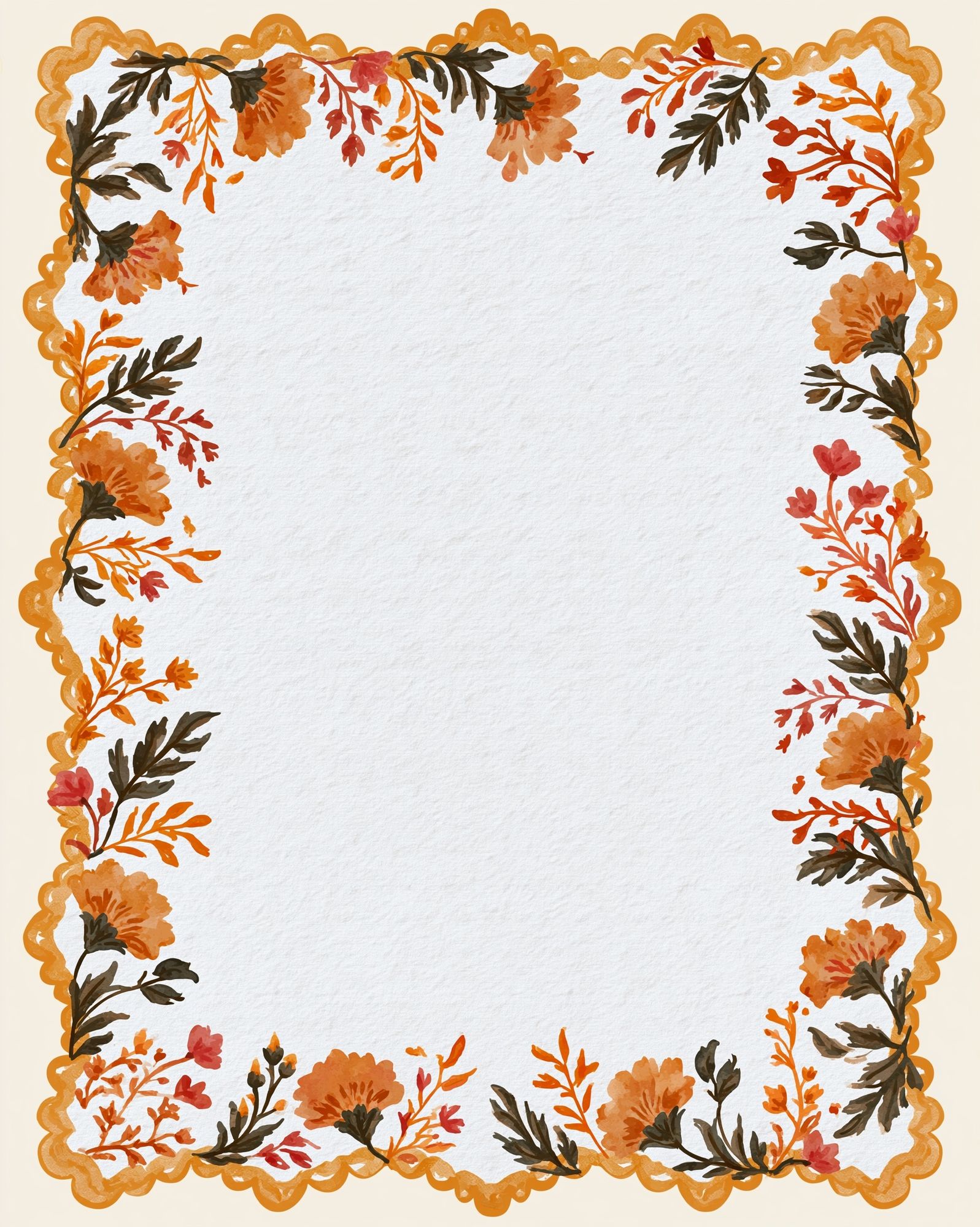 Autumn Floral Border Botanical Print. poster — botanical art