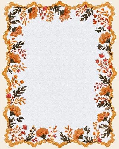 Autumn Floral Border Botanical Print.