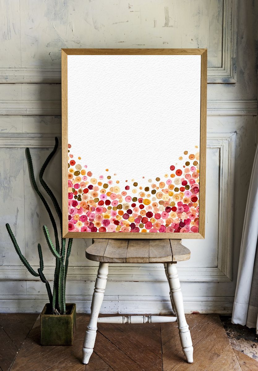 Watercolor Floral Confetti Poster. — room view 1