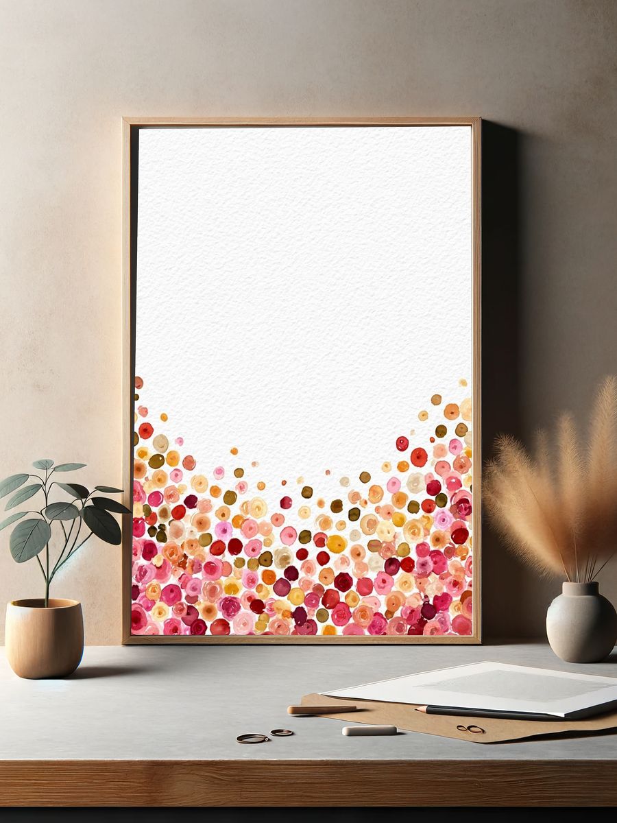 Watercolor Floral Confetti Poster. — room view 2