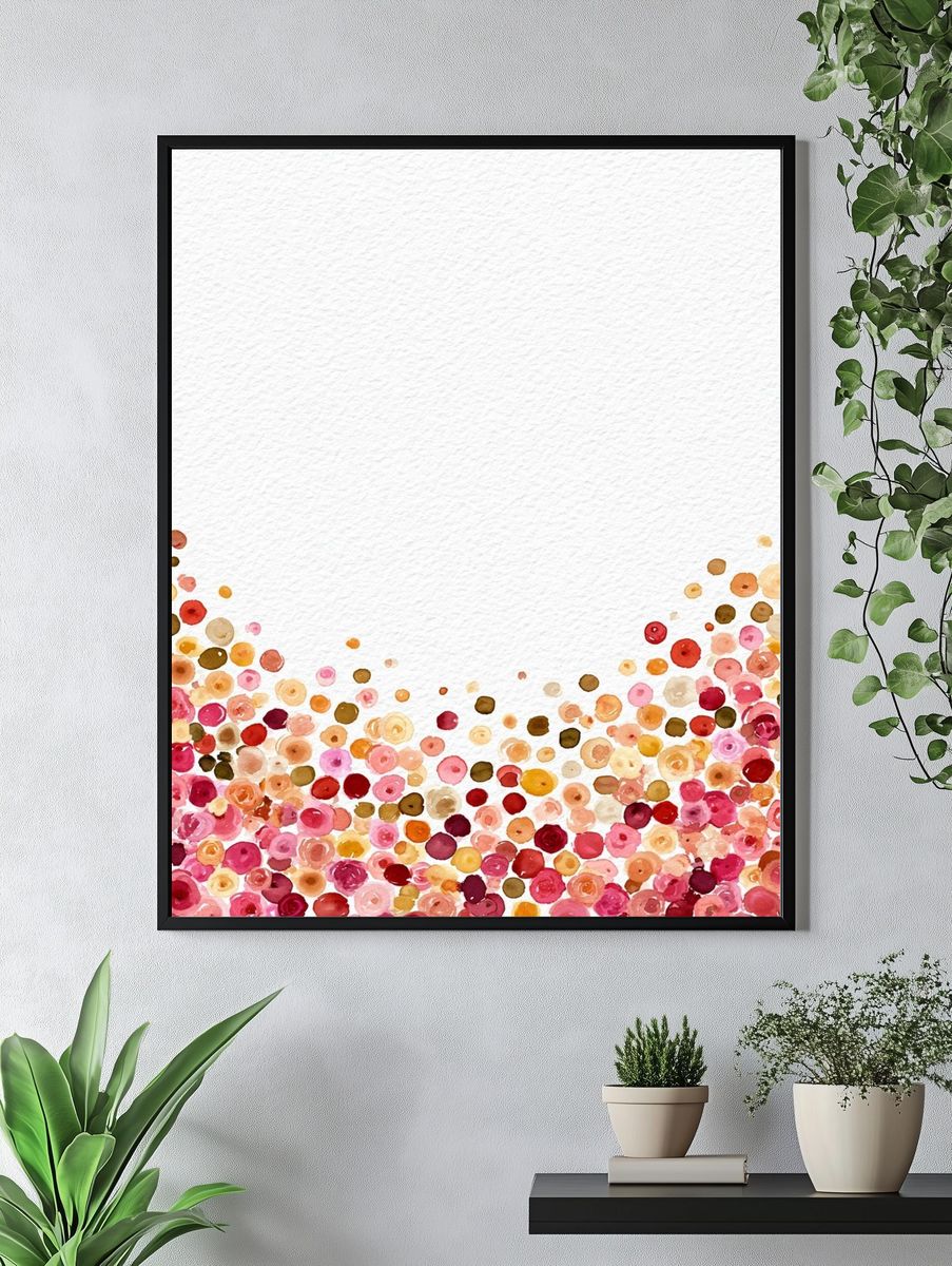 Watercolor Floral Confetti Poster. — room view 4