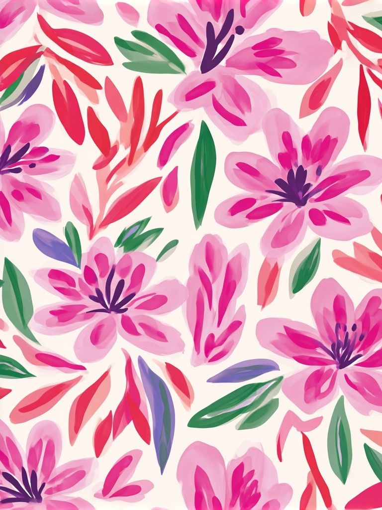 Pink Floral Pattern Print. poster detail