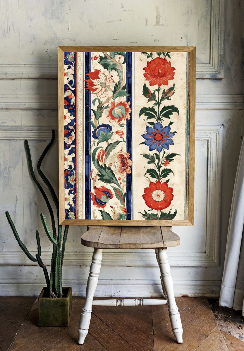Floral Tapestry Vintage Print. room preview
