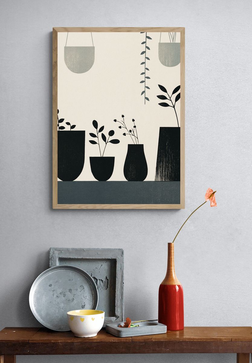 Minimal Potted Plants Print. — room view 3