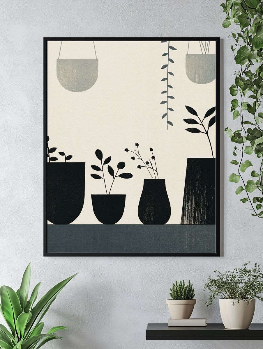 Minimal Potted Plants Print. — room view 4