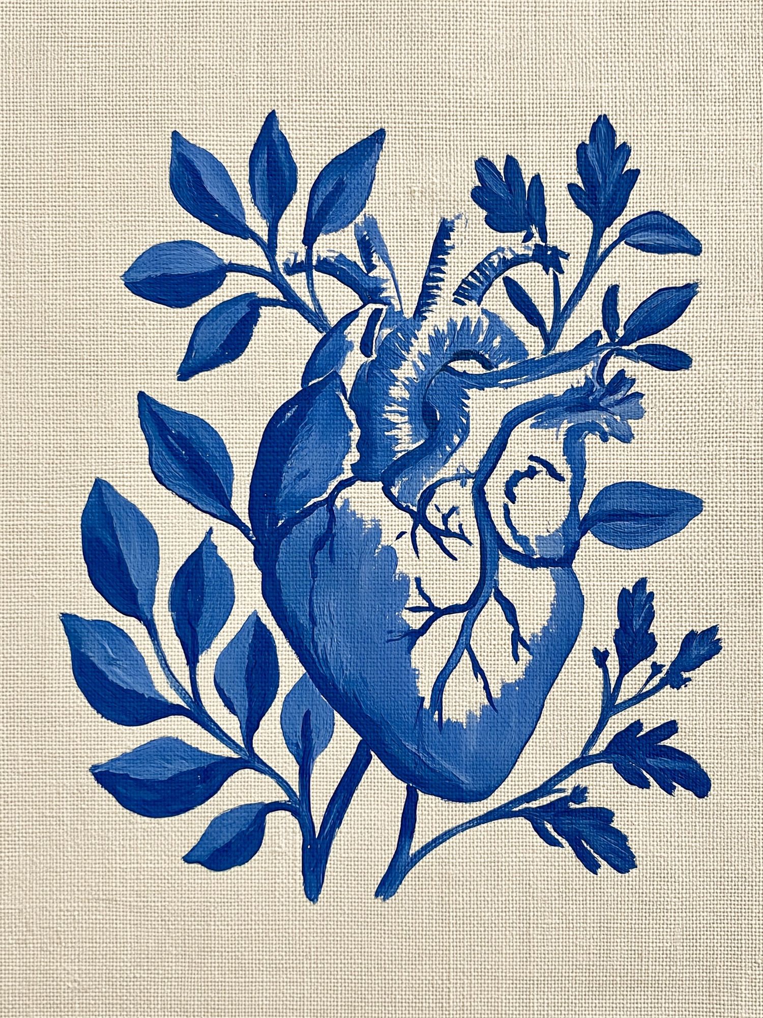 Blue Botanical Heart Print. poster — botanical art