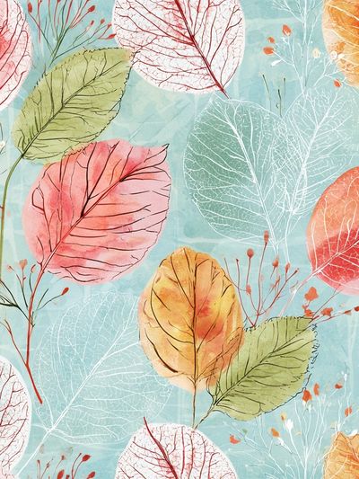 Pastel Autumn Leaves Botanical Poster.