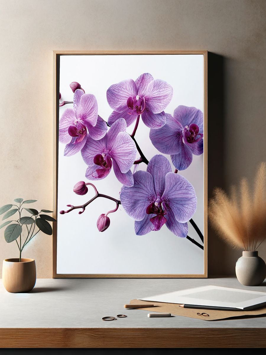 Purple Orchid Bloom Photography Poster. — room view 2