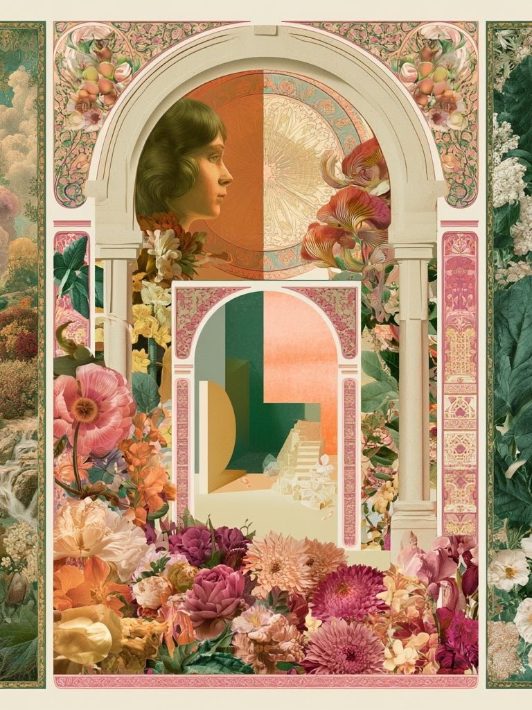 Botanical Arch Collage Print. poster detail