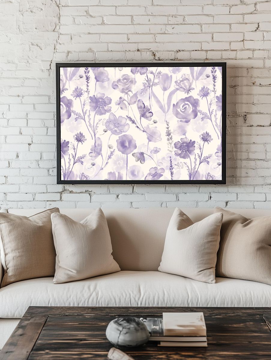 Flower computer wallpaper, floral purple. — room view 1
