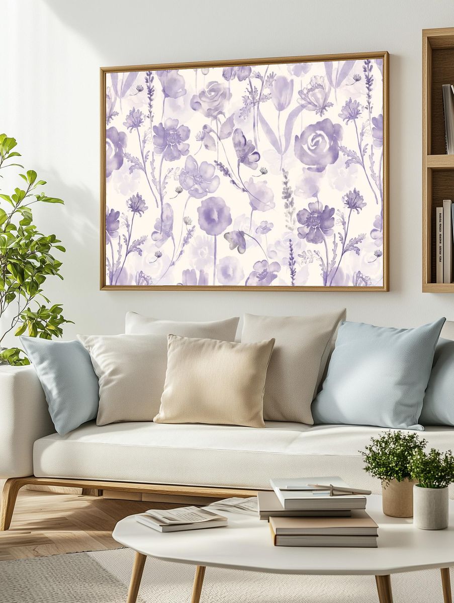 Flower computer wallpaper, floral purple. — room view 2