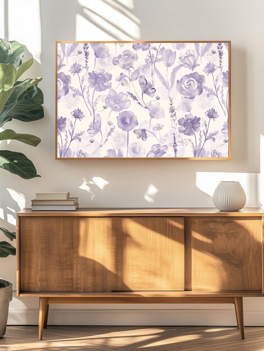 Flower computer wallpaper, floral purple. — room view 3