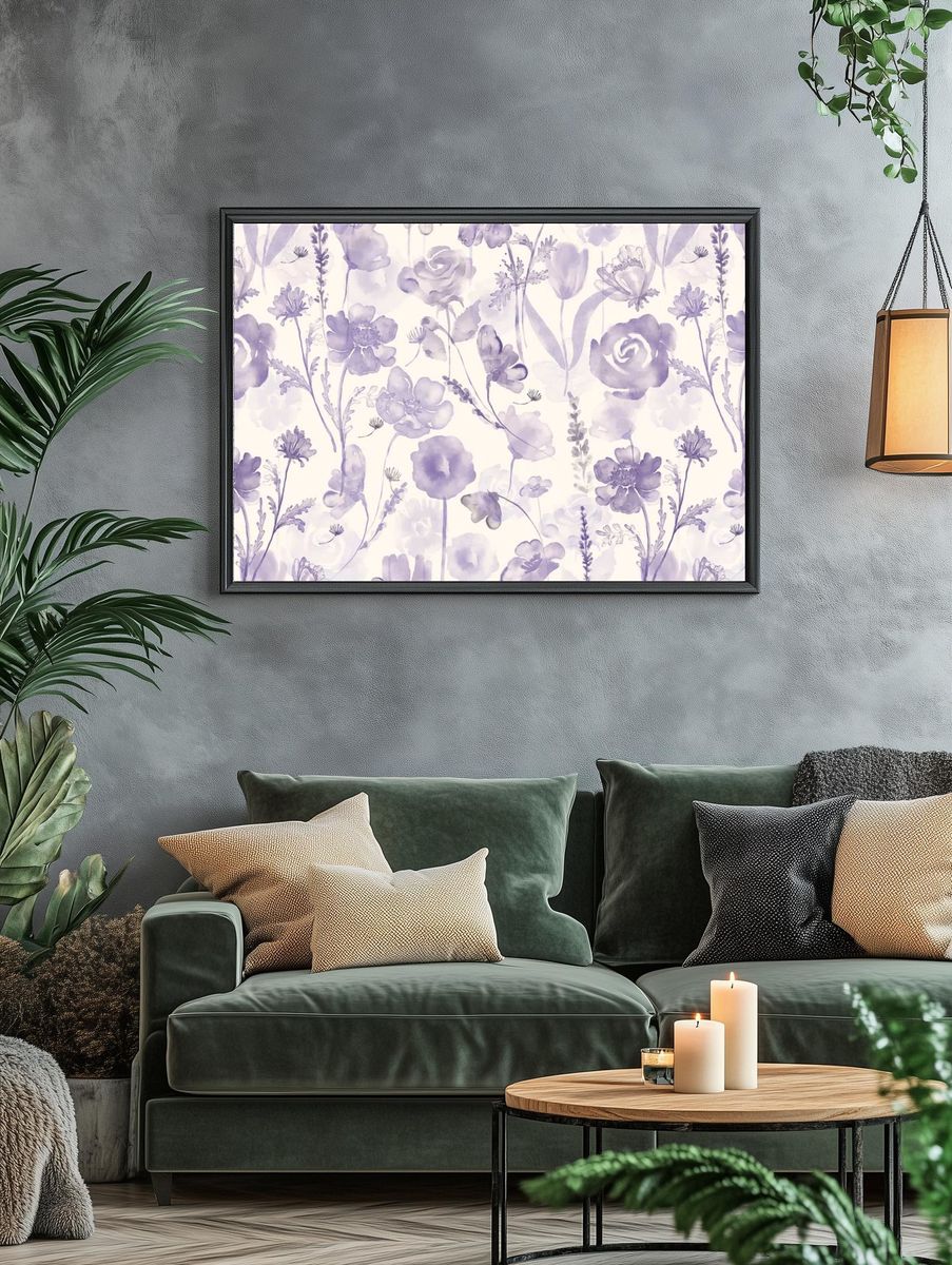 Flower computer wallpaper, floral purple. — room view 4
