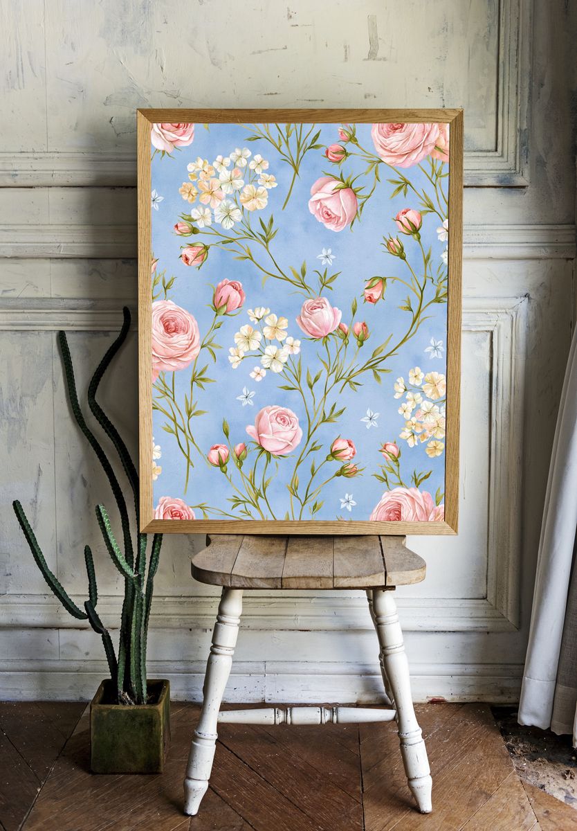 Pastel Floral Garden Botanical Poster. room preview