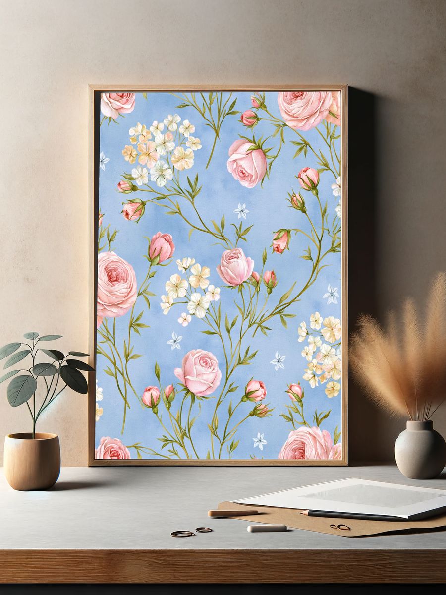 Pastel Floral Garden Botanical Poster. — room view 2