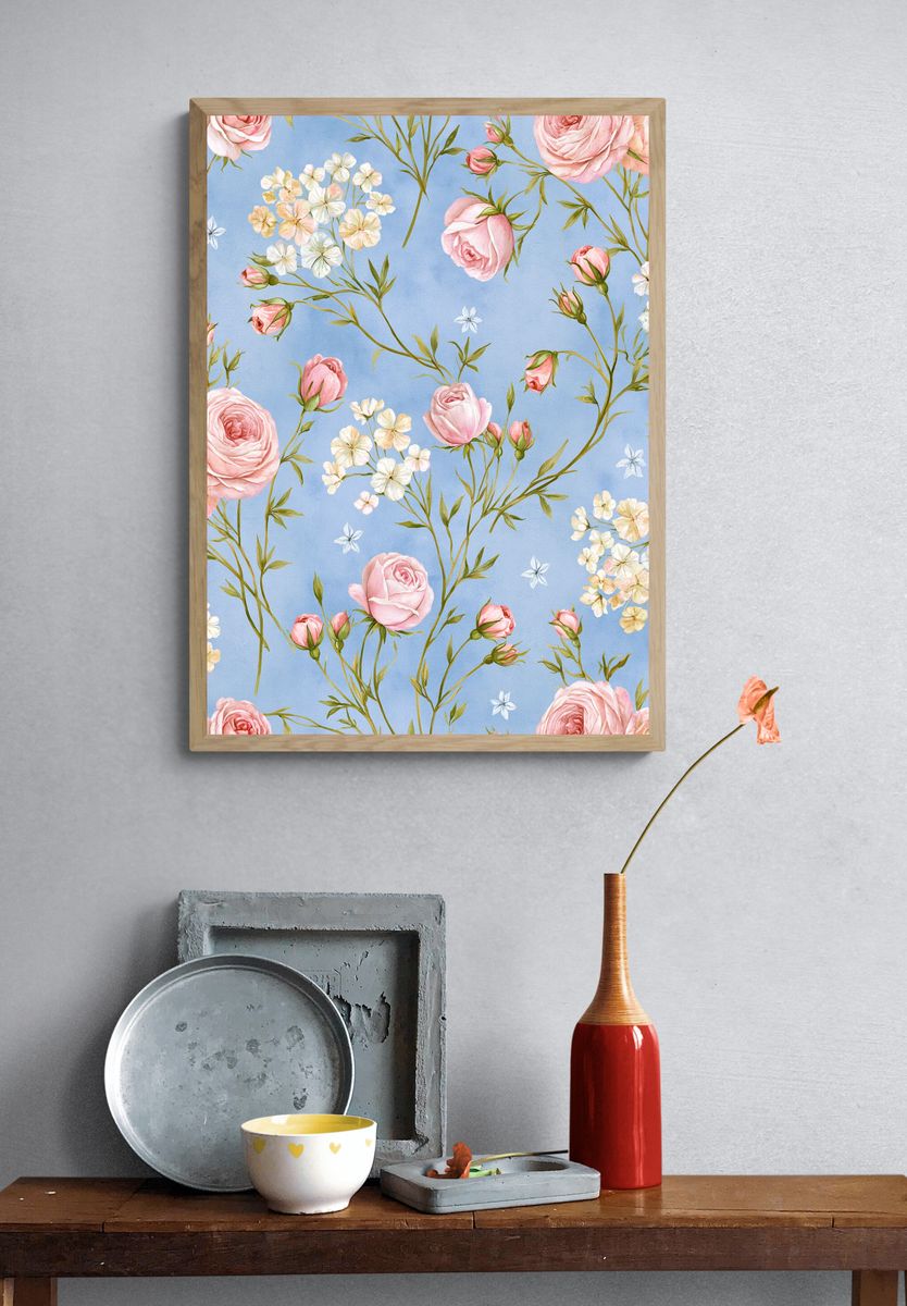Pastel Floral Garden Botanical Poster. — room view 3