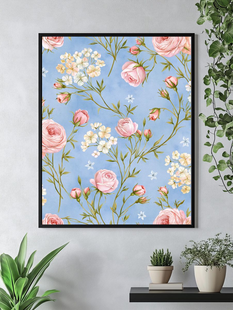 Pastel Floral Garden Botanical Poster. — room view 4