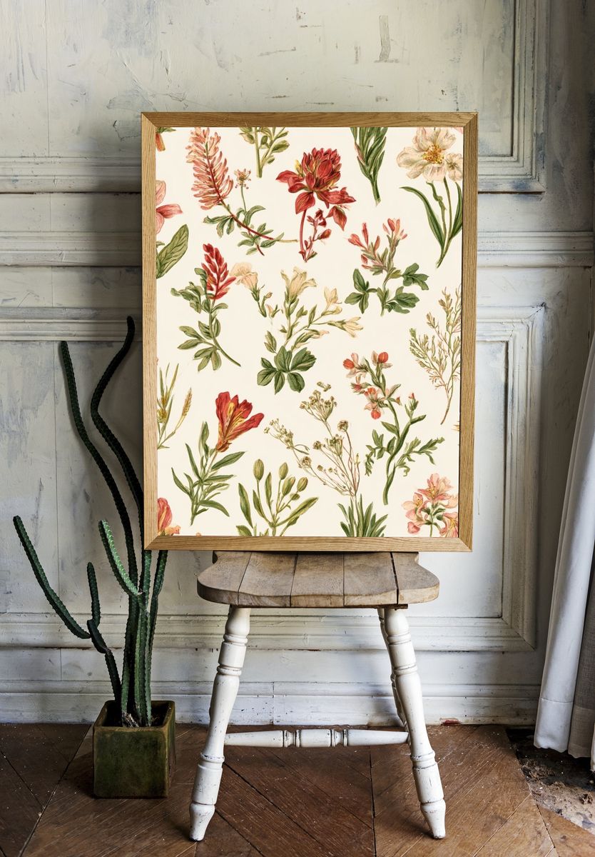 Wildflower Botanical Print. room preview