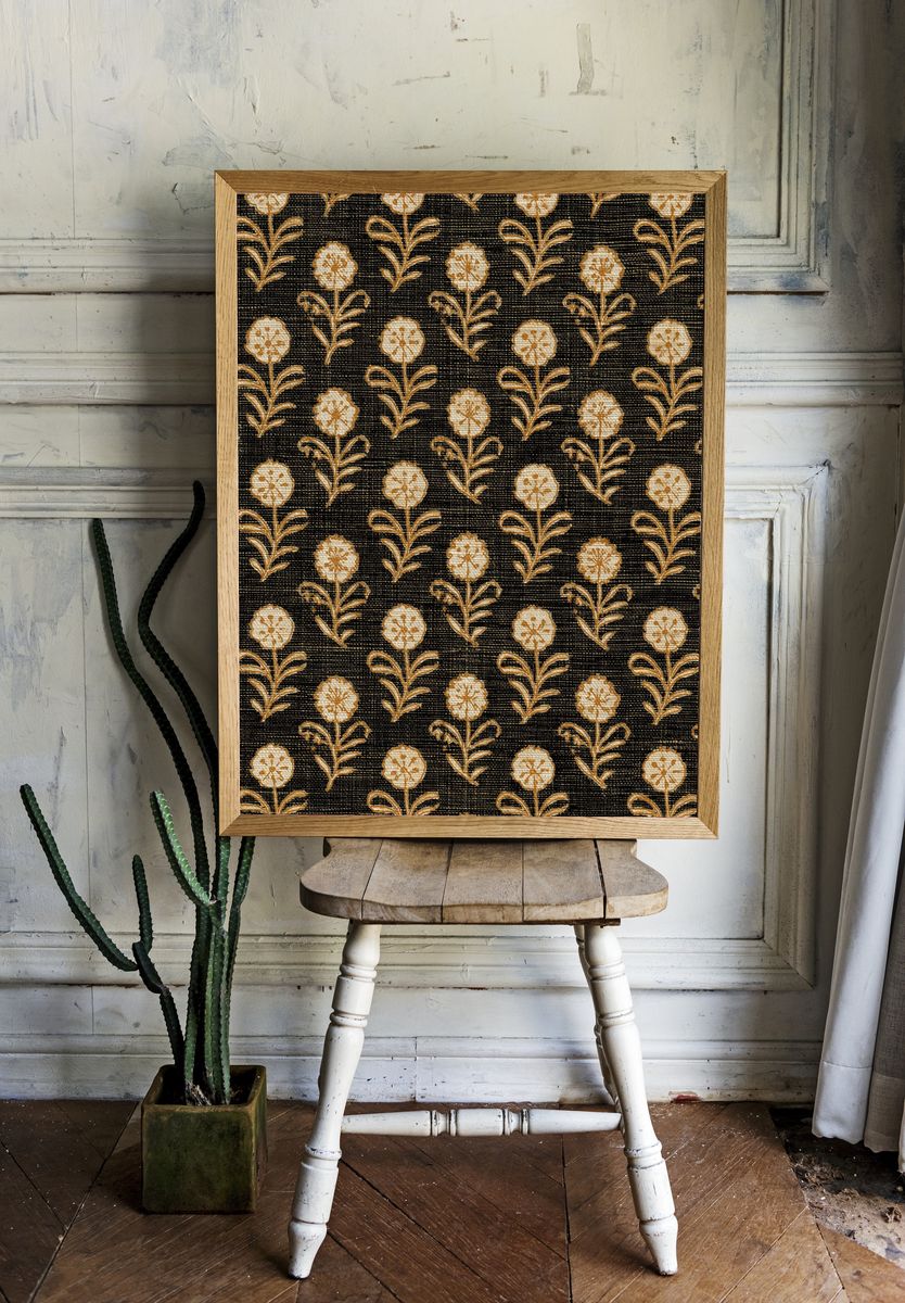 Floral Block Print Pattern Poster. room preview