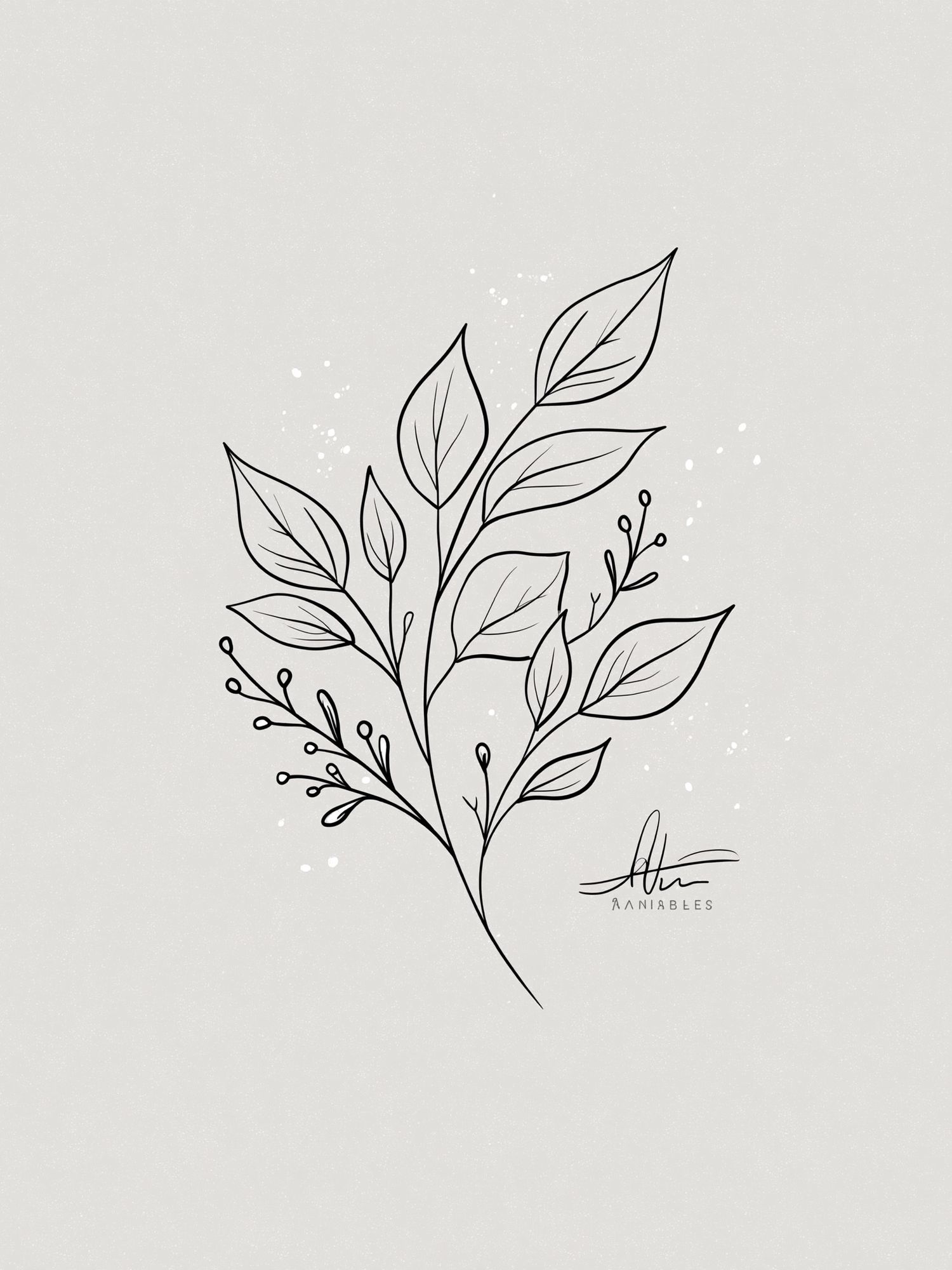 Minimal Leaf Line Art Poster. poster detail