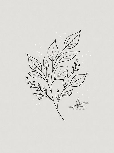 Minimal Leaf Line Art Poster. poster
