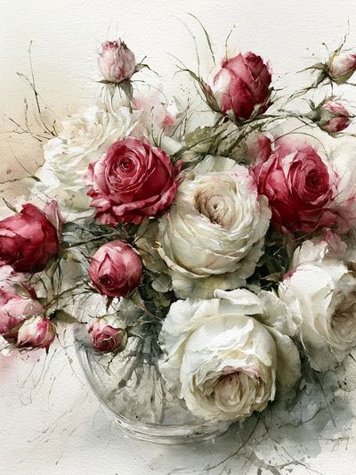 Romantic Roses Watercolor Print.