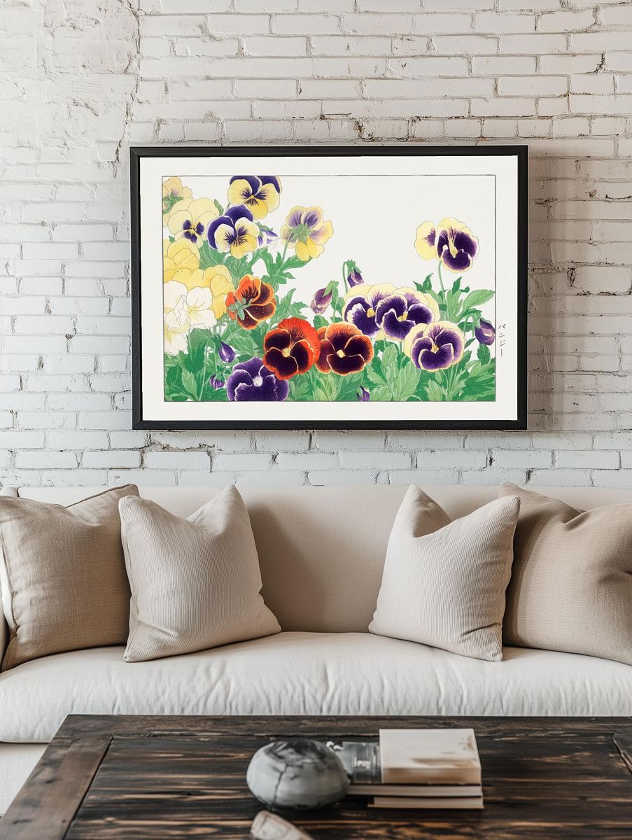 Vintage pansy flower, ukiyo e. — room view 1