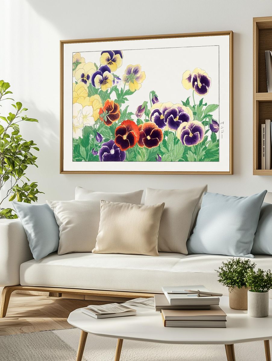 Vintage pansy flower, ukiyo e. — room view 2