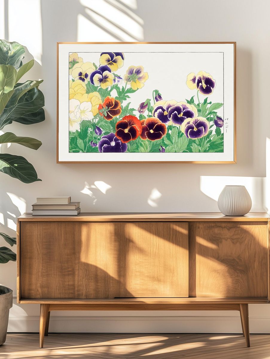 Vintage pansy flower, ukiyo e. — room view 3