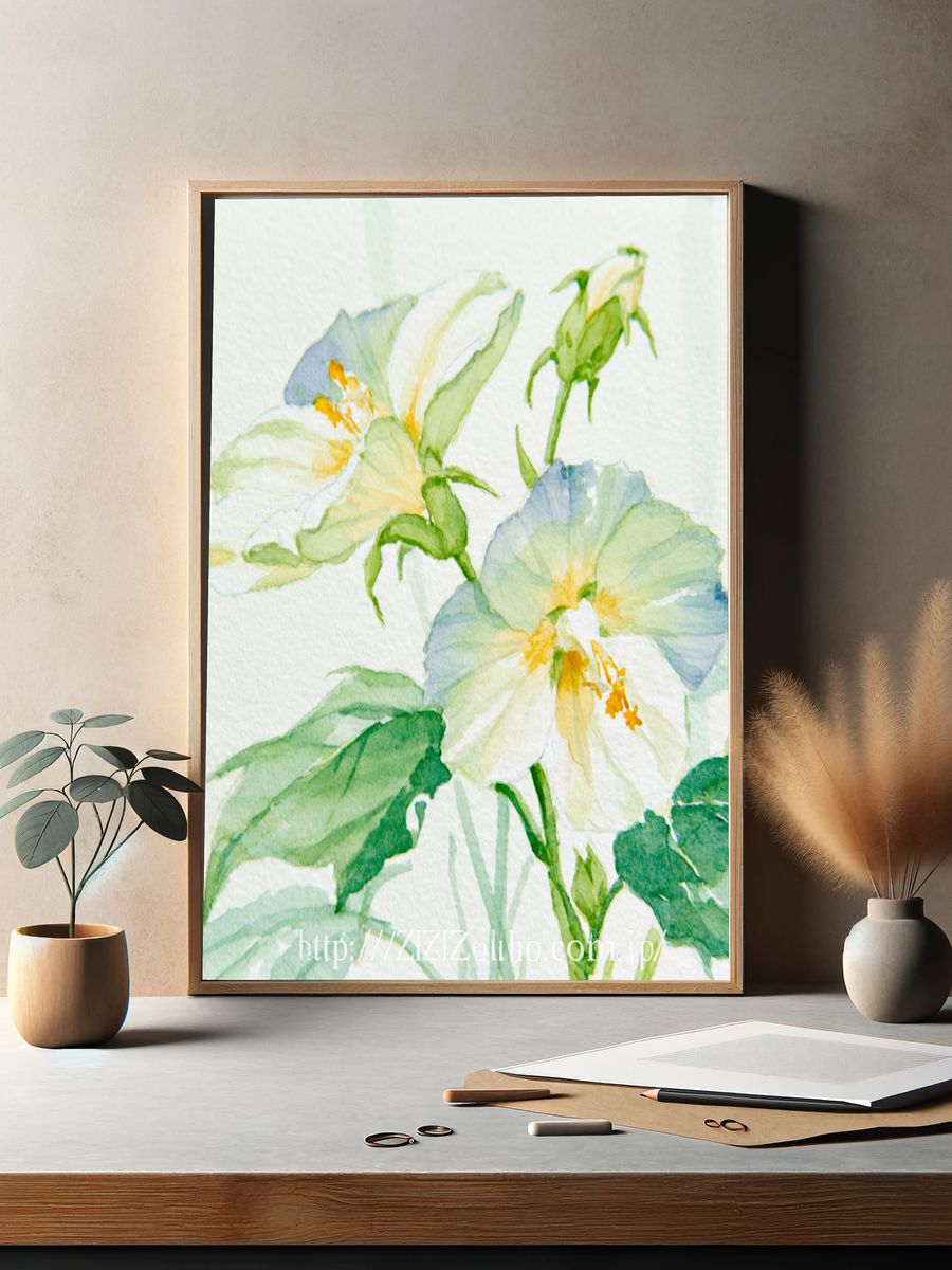 White Lily Watercolor Print. — room view 2
