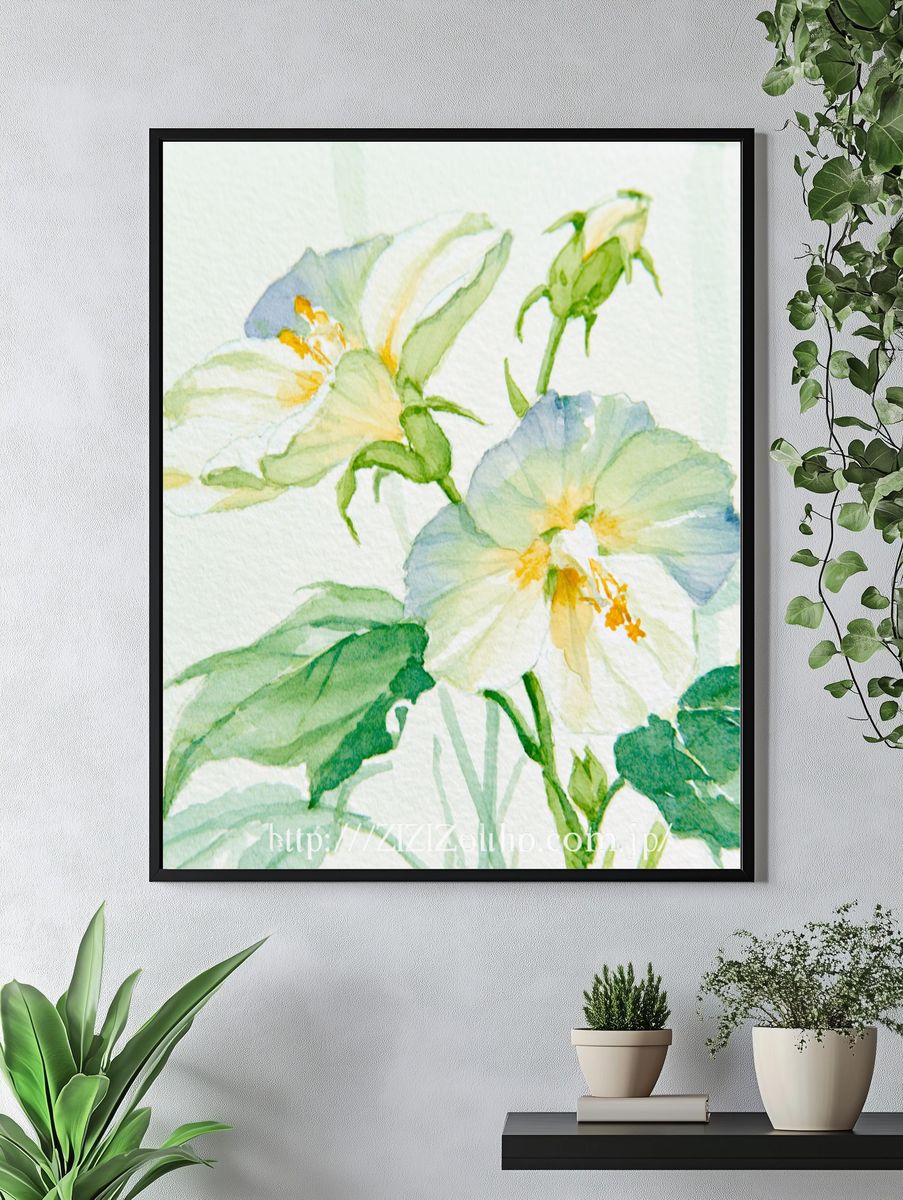 White Lily Watercolor Print. — room view 4