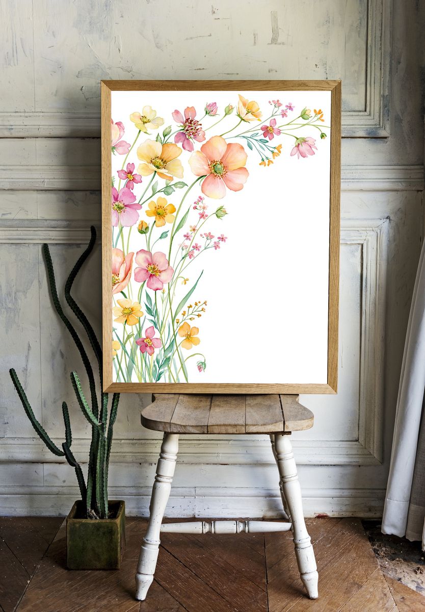 Wildflower Bouquet Watercolor Poster. room preview