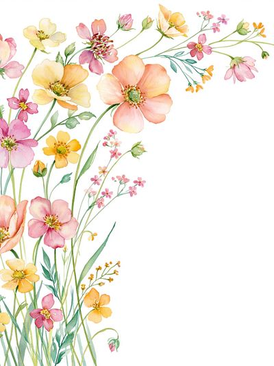 Wildflower Bouquet Watercolor Poster.