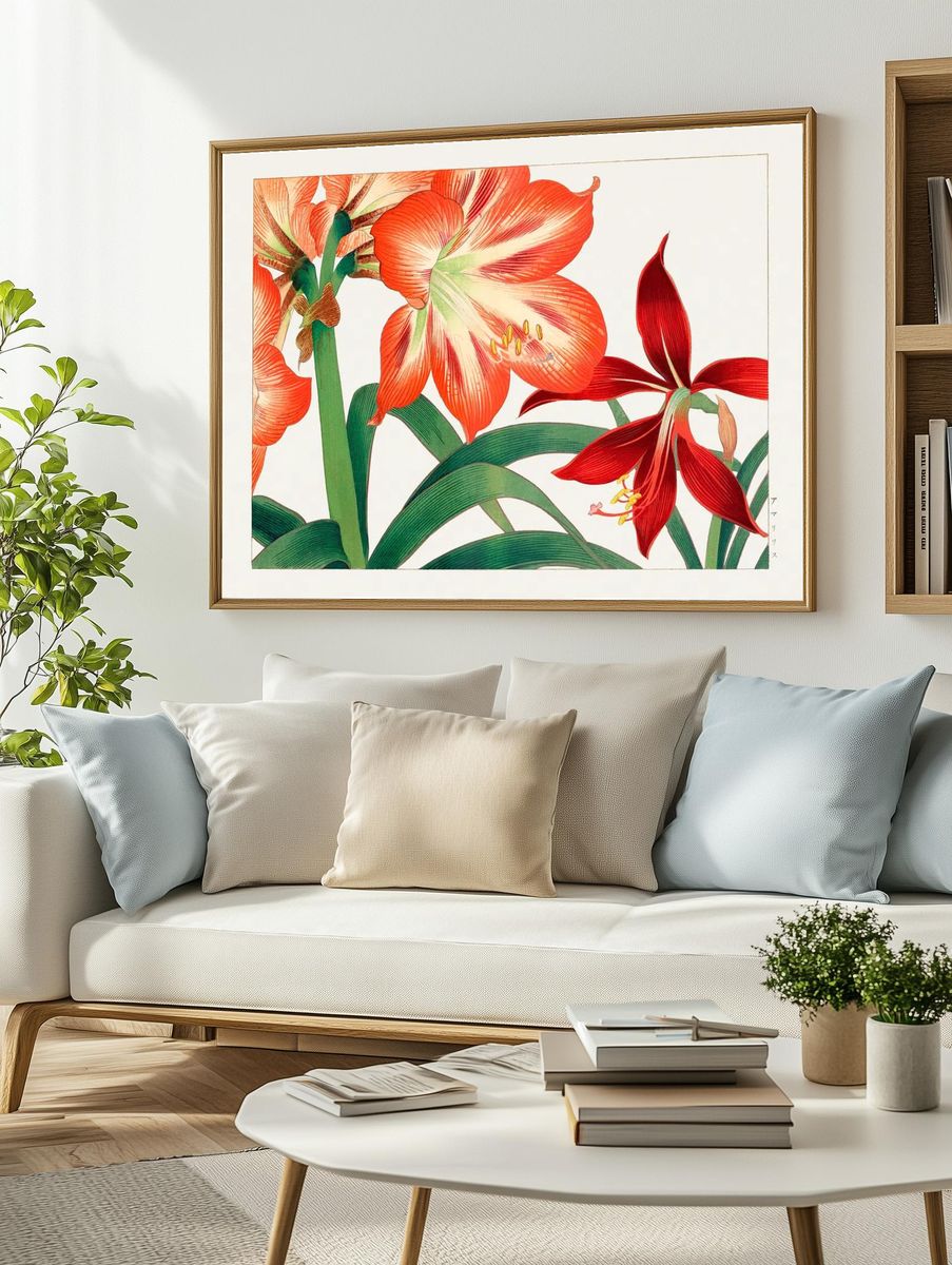 Vintage amaryllis flower, ukiyo e. — room view 2