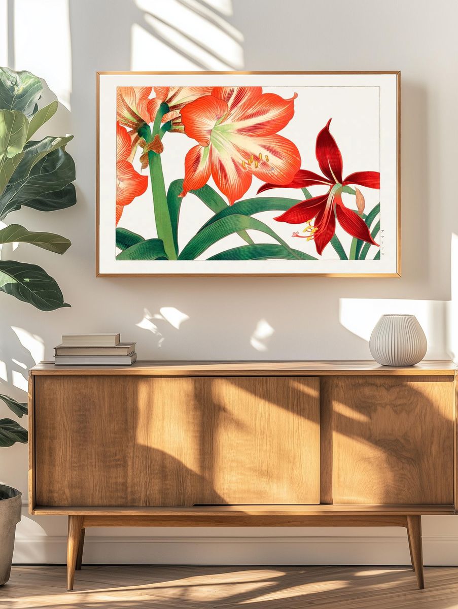Vintage amaryllis flower, ukiyo e. — room view 3