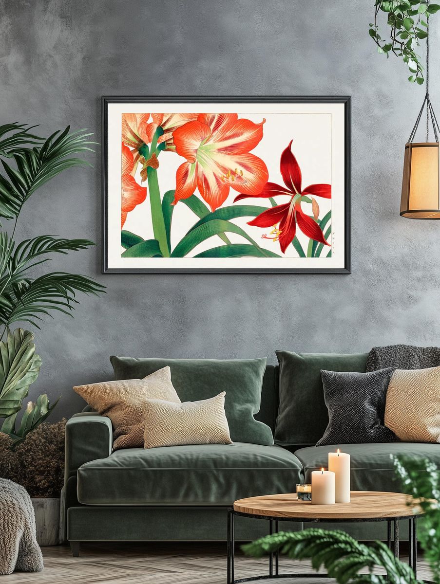 Vintage amaryllis flower, ukiyo e. — room view 4