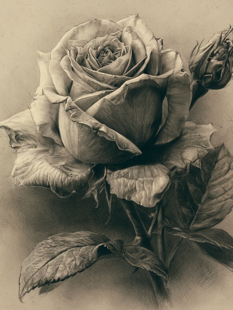 Sepia Rose Botanical Print. poster detail