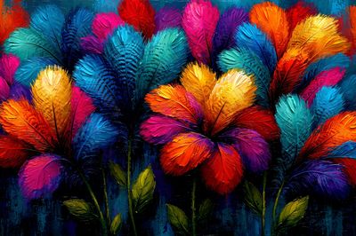 Colorful Feather Bouquet Print.